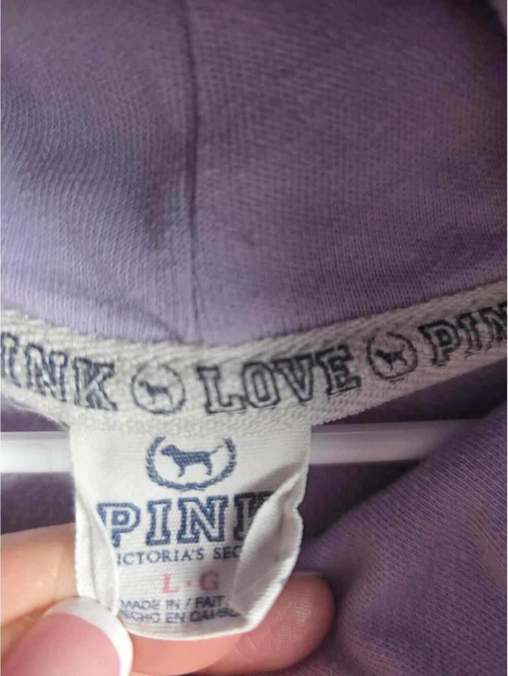 Victorias Secret Pink Vintage Y2K LOVE Purple Embroidered Full zip Hoodie Jacket - Picture 4 of 5
